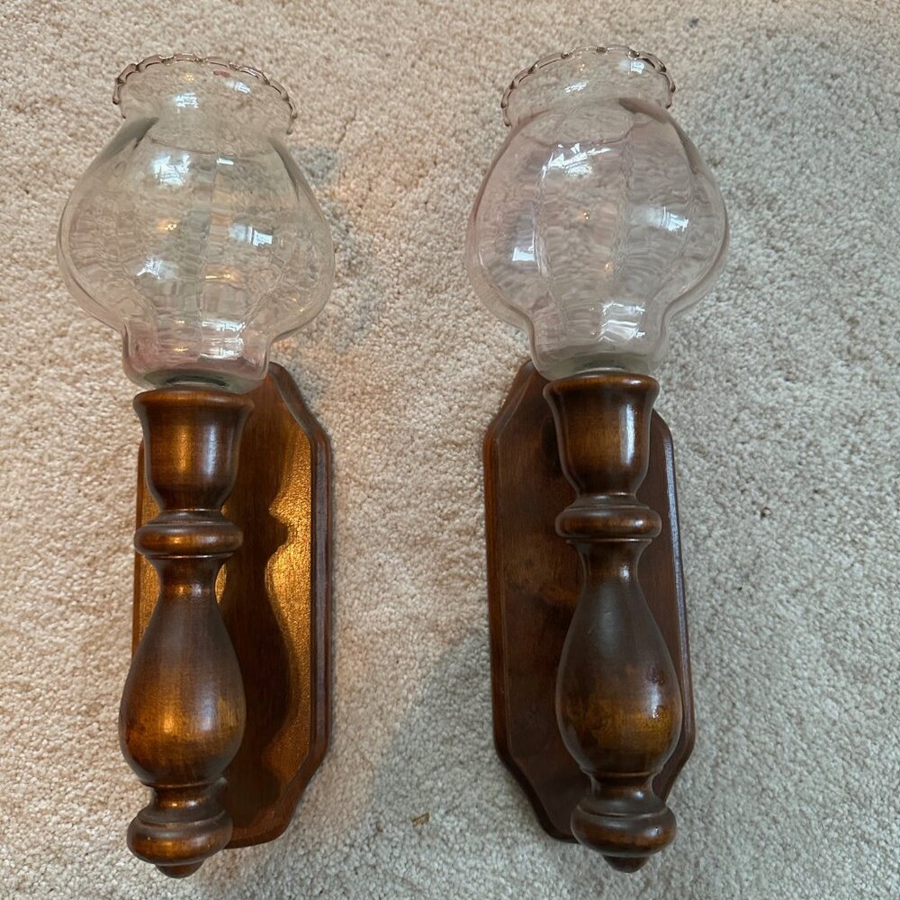 Vintage wood candle sconces